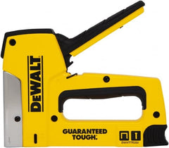DeWALT - Manual Staple Gun - 1/4, 5/16, 3/8, 1/2, 9/16" Staples, Yellow & Black, Aluminum - Exact Tooling