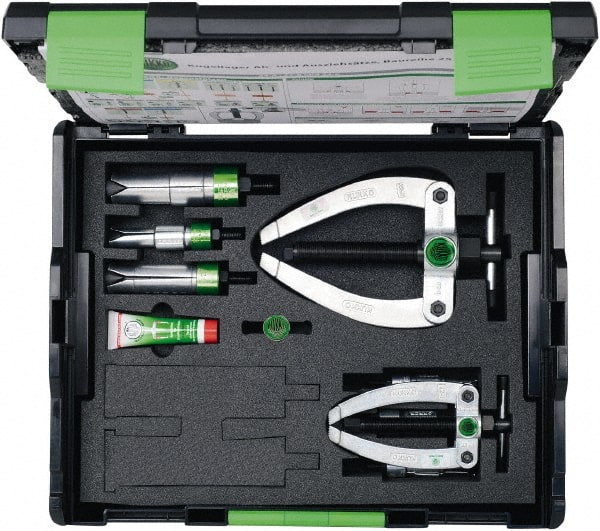 KUKKO - 10 Piece, 1/2 to 1-13/16" Spread, Bearing Separator Set - 1 Bolt, 6 Jaws, 17-1/2" OAL - Exact Tooling