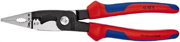 Knipex - 12 AWG to 14 AWG Stripping, 20 AWG Crimping, 19/32" Cutting Capacity Wire Stripper/Crimper - 8" OAL, Comfort Grip Handle - Exact Tooling