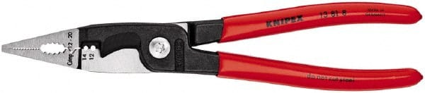 Knipex - 12 AWG to 14 AWG Stripping, 20 AWG Crimping, 19/32" Cutting Capacity Wire Stripper/Crimper - 8" OAL, Plastic Dipped Handle - Exact Tooling