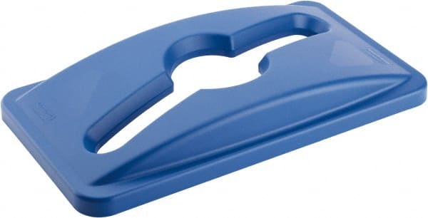 Rubbermaid - Rectangle Lid for Use with 23 Gal Rectangular Recycle Containers - Blue, Polyethylene, For Slim Jim Trash Cans - Exact Tooling