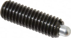 Vlier - 3/8-16, 1-1/8" Thread Length, 3/16" Plunger Projection, Steel Threaded Spring Plunger - 0.186 - 3/16" Max Plunger Diam, 1-1/8" Plunger Length, 2.8 Lb Init End Force, 7.2 Lb Final End Force - Exact Tooling