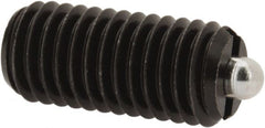 Vlier - M10 x 1.5, 0.866" Thread Length, 0.118" Plunger Projection, Steel Threaded Spring Plunger - 0.157" Max Plunger Diam, 0.866" Plunger Length, 2.02 Lb Init End Force, 7.87 Lb Final End Force - Exact Tooling