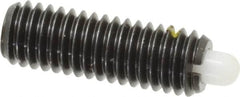 Vlier - 3/8-16, 1-1/8" Thread Length, 3/16" Plunger Projection, Steel Threaded Spring Plunger - 0.185 - 3/16" Max Plunger Diam, 1-1/8" Plunger Length, 2.8 Lb Init End Force, 7.2 Lb Final End Force - Exact Tooling