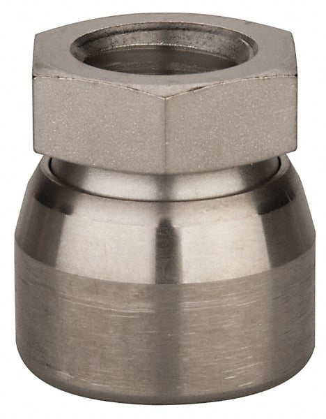 Vlier - 1/2-13, 7/8" Pad Diam, Uncoated Bottom, Stainless Steel Toggle Pad - 7/16 Depth, 15/16" OAL, 3/4" Width Across Flats, 15° Swivel Angle - Exact Tooling