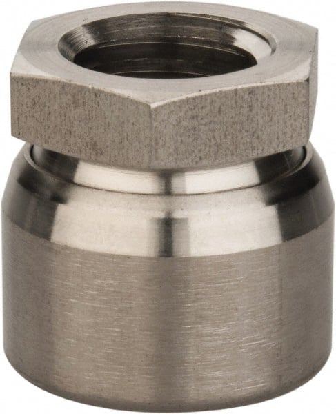 Vlier - 5/8-11, 11/16" Pad Diam, Uncoated Bottom, Stainless Steel Toggle Pad - 7/16 Depth, 1" OAL, 7/8" Width Across Flats, 15° Swivel Angle - Exact Tooling