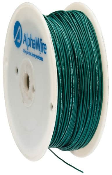Alpha Wire - 22 AWG, 1 Strand, 305 m OAL, Tinned Copper Hook Up Wire - Green PVC Jacket, 0.057" Diam - Exact Tooling