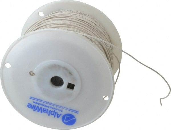 Alpha Wire - 18 AWG, 1 Strand, 305 m OAL, Tinned Copper Hook Up Wire - White PVC Jacket, 0.072" Diam - Exact Tooling