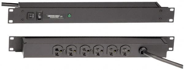 Wiremold - 6 Outlets, 120 Volts, 20 Amps, 6' Cord, Power Outlet Strip - 1 Circuits, Rack Mount, 5-15P NEMA Configuration, 19" Strip, cULus, UL Listed File 1449 - Exact Tooling