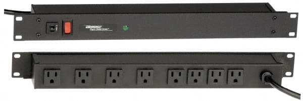 Wiremold - 8 Outlets, 120 Volts, 15 Amps, 15' Cord, Power Outlet Strip - 1 Circuits, Rack Mount, 5-15R NEMA Configuration, 19" Strip, cULus, UL Listed File 1449 - Exact Tooling