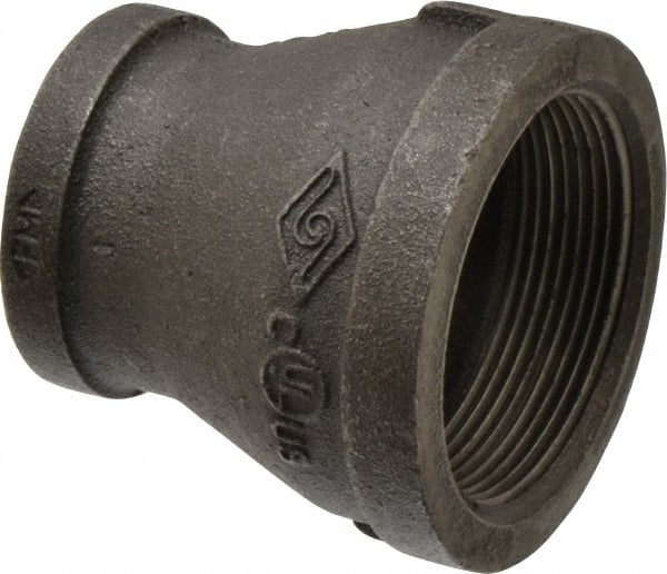 B&K Mueller - Size 2 x 1-1/4", Class 150, Malleable Iron Black Pipe Reducing Coupling - 150 psi, Threaded End Connection - Exact Tooling