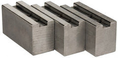 Abbott Workholding Products - 1.5mm x 60° Serrated Attachment, Square Soft Lathe Chuck Jaw - 3 Jaws, Aluminum, 63/64" Btw Mount Hole Ctrs, 4" Long x 1-1/2" Wide x 2" High, 0.5512" Groove, 0.4724" & 12mm Fastener - Exact Tooling