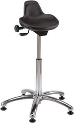 Bevco - 27" Wide x 27" Deep x 20 to 30" High, Steel Base, Adjustable Height Swivel Stool - Polyurethane Seat, Black - Exact Tooling