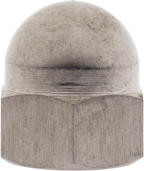 Value Collection - M22x2.5 Metric Coarse, 34mm Width Across Flats, Uncoated, Stainless Steel Acorn Nut - 36mm Overall Height, Austenitic A2, DIN 1587 - Exact Tooling