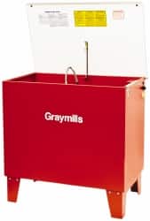 Graymills - Free Standing Solvent-Based Parts Washer - 20 Gal Max Operating Capacity, Steel Tank, 36" (Lid Close)/57" (Lid Open) High x 36" Long x 22" Wide, 115 Input Volts - Exact Tooling