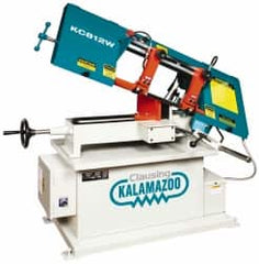Clausing - 7 x 14" Max Capacity, Manual Step Pulley Horizontal Bandsaw - 59, 96, 155 & 260 SFPM Blade Speed, 110/220 Volts, 45°, 1 hp, 1 Phase - Exact Tooling