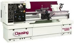 Clausing - 15-3/4" Swing, 50" Between Centers, 230/460 Volt, Triple Phase Engine Lathe - 4MT Taper, 7-1/2 hp, 25 to 2,000 RPM, 2-1/8" Bore Diam, 49" Deep x 51" High x 99" Long - Exact Tooling