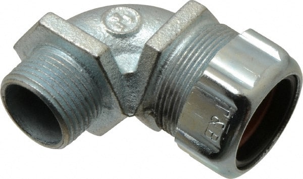 Thomas & Betts - 3/4 to 0.88" Cable Capacity, Liquidtight, Elbow Strain Relief Cord Grip - 3/4 NPT Thread, Iron - Exact Tooling