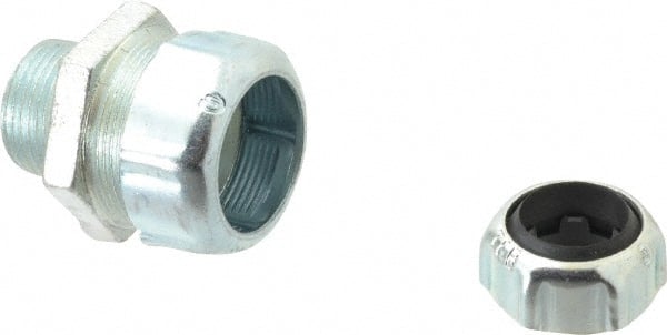 Thomas & Betts - 1.065 to 1.205" Cable Capacity, Liquidtight, Straight Strain Relief Cord Grip - 1 NPT Thread, 2-3/8" Long, Iron - Exact Tooling