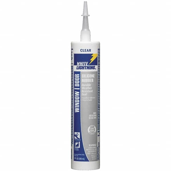 White Lightning - 10 oz Cartridge Clear RTV Silicone Joint Sealant - -80 to 450°F Operating Temp, 30 min Tack Free Dry Time, 24 hr Full Cure Time - Exact Tooling