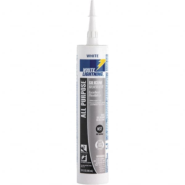 White Lightning - 10 oz Cartridge White RTV Silicone Joint Sealant - -80 to 400°F Operating Temp, 30 min Tack Free Dry Time, 24 hr Full Cure Time - Exact Tooling