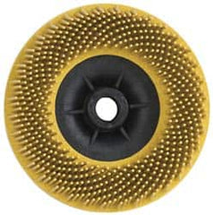 3M - 4-1/2" 80 Grit Ceramic Straight Disc Brush - Medium Grade, Threaded Hole Connector, 3/4" Trim Length, 5/8-11 Threaded Arbor Hole - Exact Tooling