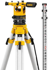DeWALT - 20x Magnification, 5 to 200 Ft. Measuring Range, Transit Optical Level Kit - Accuracy 1/4 Inch at 100 Ft., Kit Includes Aluminum Tripod with Quick Adjust Legs - Exact Tooling