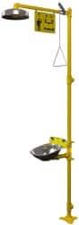 Bradley - Drench shower & Eyewash Station - Bowl, Push Plate Activated, Galvanized Steel Pipe, Plastic Shower Head - Exact Tooling