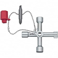 Wiha - Pullers, Extractors & Specialty Wrenches Type: Cabinet Key Capacity: Slotted & Phillips Insert Bits, Square 5, 6, 8mm, Triangle 9mm, 2-way Key Bit 5mm ID/9mmOD - Exact Tooling