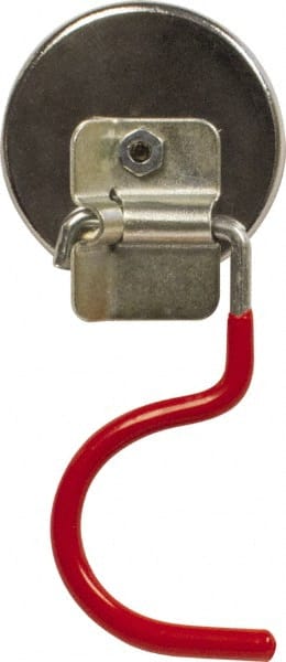 Mag-Mate - 38 Lb Max Pull Force, 5/16" Overall Height, 2.03" Diam, Ceramic Cup Magnet - Hook Style, 1-7/8" Clamp Opening, Chrome Plated - Exact Tooling