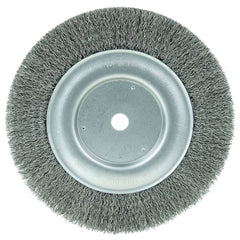 Weiler - Wheel Brushes; Outside Diameter (Inch): 8 ; Arbor Hole Thread Size: 1/4 ; Wire Type: Crimped Wire ; Fill Material: Steel ; Face Width (Inch): 5/8 ; Trim Length (Inch): 1-1/2 - Exact Tooling