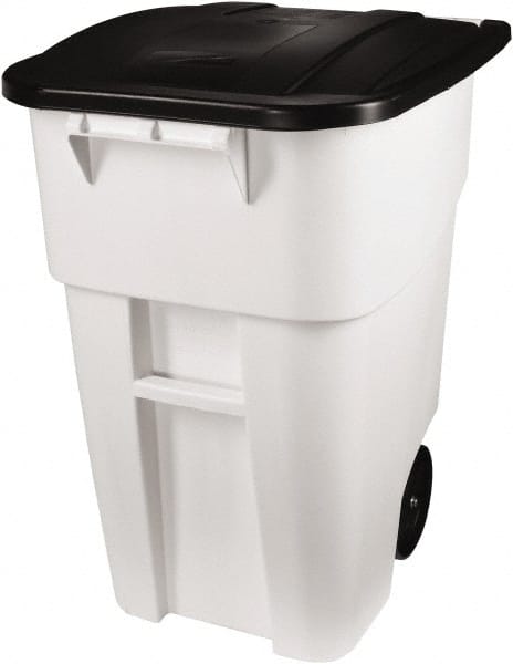 Rubbermaid - 50 Gal White Square Trash Can - Polyethylene, 36-1/2" High x 28-1/2" Long x 23.38" Wide - Exact Tooling