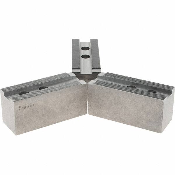 Abbott Workholding Products - 1.5mm x 60° Serrated Attachment, Square Soft Lathe Chuck Jaw - 3 Jaws, Steel, 1.6929" Btw Mount Hole Ctrs, 6-1/2" Long x 2-1/2" Wide x 3" High, 1.0039" Groove, 0.7874" & 20mm Fastener - Exact Tooling