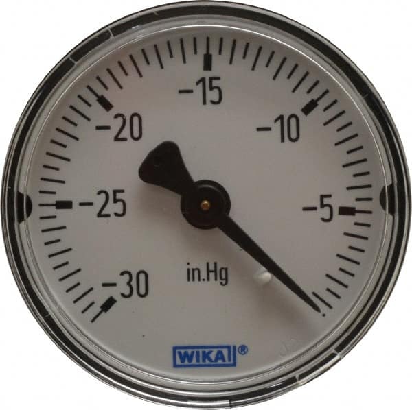 Wika - 2" Dial, 1/4 Thread, 30-0 Scale Range, Pressure Gauge - Center Back Connection Mount, Accurate to 3-2-3% of Scale - Exact Tooling