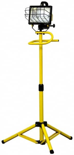 Bayco - 120 Volt, 500 Watt, Electric, Halogen Portable Tripod Work Light - 6' Cord, 1 Head, 11,100 Lumens, Steel - Exact Tooling