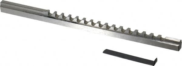 Value Collection - 4mm Keyway Width, Style B-1, Keyway Broach - High Speed Steel, Bright Finish, 1/4" Broach Body Width, 19/64" to 1-11/16" LOC, 6-3/4" OAL - Exact Tooling