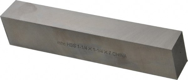 Value Collection - M2 High Speed Steel Square Tool Bit Blank - 1-1/4" Wide x 1-1/4" High x 7" OAL - Exact Tooling