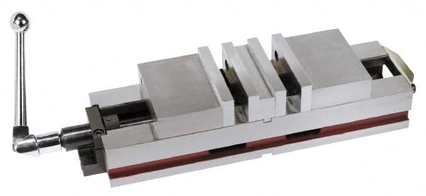 Interstate - 6-1/4" Jaw Width, 4" Jaw Opening Capacity, Horizontal Stationary Machine Vise - Manual Operation, 6,600 Lb Capacity, 2 Stations, 28-3/4" Long x 200mm High x 2" Deep, 2" Jaw Height, Cast Iron - Exact Tooling