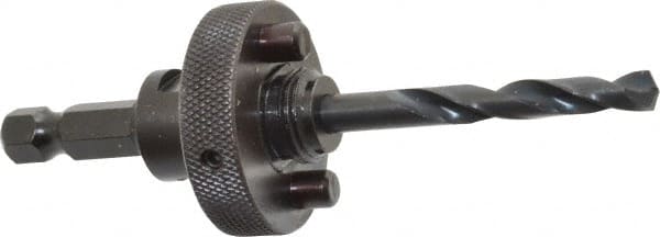 Lenox - 1-1/4 to 6" Tool Diam Compatibility, Straight Shank, Carbon Steel Integral Pilot Drill, Hole Cutting Tool Arbor - 25/64" Min Chuck, Hex Shank Cross Section, Quick-Change Attachment, For Hole Saws 6L - Exact Tooling