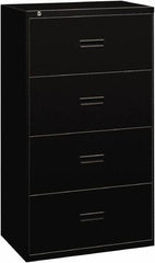Basyx - 36" Wide x 53-1/4" High x 19-1/4" Deep, 4 Drawer Lateral File - Steel, Black - Exact Tooling