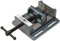 Wilton - 8" Jaw Opening Capacity x 2" Throat Depth, Horizontal Drill Press Vise - 8" Wide x 2" High Jaw, Stationary Base, Standard Speed, 11" OAL x 3.56" Overall Height, Cast Iron - Exact Tooling