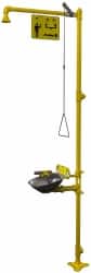 Bradley - 1-1/4" Inlet, 26 GPM shower Flow, Drench shower, Eye & Face Wash Station - Bowl, Triangular Pull Rod & Push Flag Activated, Galvanized Steel Pipe, Plastic Shower Head, 3 GPM Bowl Flow, Corrosion Resistant, Top or Mid Supply - Exact Tooling