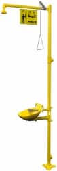Bradley - 1-1/4" Inlet, 26 GPM shower Flow, Drench shower & Eyewash Station - Bowl, Triangular Pull Rod & Push Flag Activated, Galvanized Steel Pipe, Plastic Shower Head, 0.4 GPM Bowl Flow, Corrosion Resistant, Top or Mid Supply - Exact Tooling