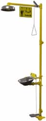 Bradley - 1-1/4" Inlet, 26 GPM shower Flow, Drench shower & Eyewash Station - Bowl, Triangular Pull Rod, Push Flag & Foot Treadle Activated, Galvanized Steel Pipe, Plastic Shower Head, 0.4 GPM Bowl Flow, Corrosion Resistant, Top or Mid Supply - Exact Tooling