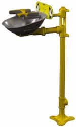 Bradley - Pedestal Mount, Stainless Steel Bowl, Eye & Face Wash Station - 1/2" Inlet, 30 psi Flow, 3 GPM Flow Rate - Exact Tooling
