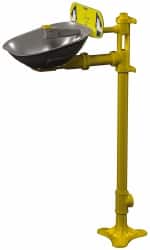 Bradley - Pedestal Mount, Stainless Steel Bowl, Eyewash Station - 1/2" Inlet, 30 psi Flow, 0.4 GPM Flow Rate - Exact Tooling