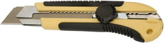 Ability One - Snap Utility Knife - 4-1/2" Steel Blade, Yellow Die Cast Handle, 5 Blades Included - Exact Tooling