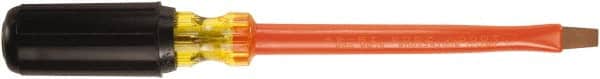 Ampco - 5/16" Blade Width, 10-1/4" OAL Standard Slotted Screwdriver - 6" Blade Length, Round Shank, Acetate with Rubber Grip Handle - Exact Tooling