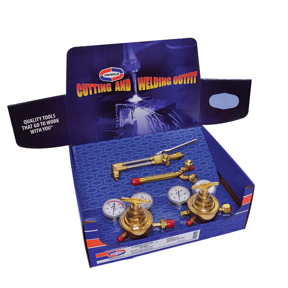 Made in USA - Oxygen/Acetylene Torch Kits; Type: Oxyacetylene ; Maximum Cutting: 8 (Inch); Welding Capacity: 3 (Inch); Maximum Heating Capacity: 5600?F ; Contents: Welding Handle WH360; Cutting Attachment 780A; Oxygen Regulator RV8010; Fuel Gas Regulator - Exact Tooling
