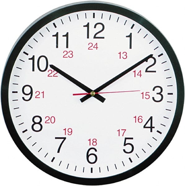 UNIVERSAL - 11-1/2 Inch Diameter, White Face, Dial Wall Clock - Analog Display, Black Case, Runs on AA Battery - Exact Tooling